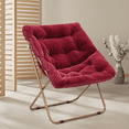 thumbnail image 1 of Magshion Saucer Chair Soft Faux Fur Oversized Folding Accent Chair Square Lounge Lazy Chair Moon Chair with Metal Frame for Bedroom Living Room, Red, 1 of 9