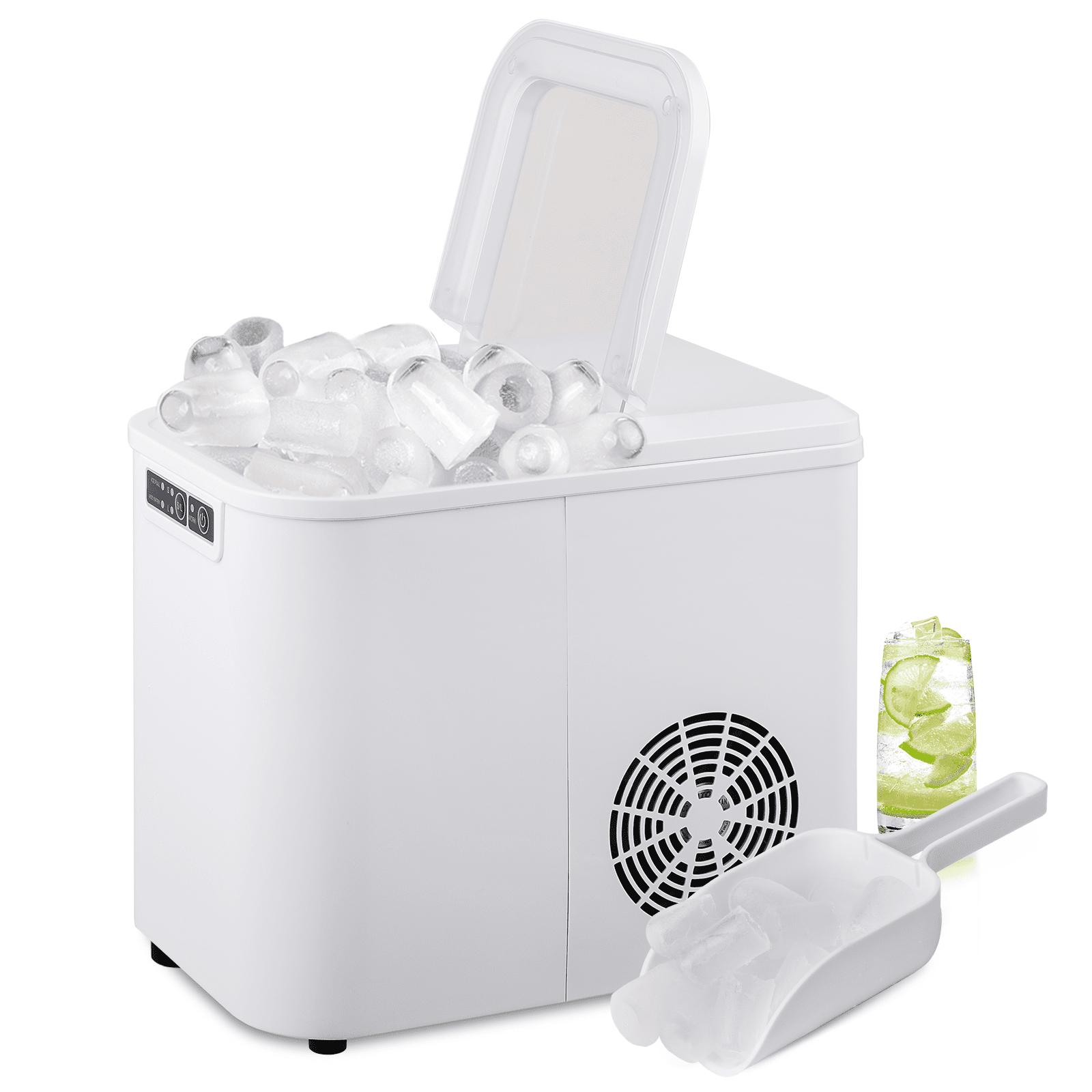 ChefRobot Ice Maker Countertop, Self-Cleaning Ice Maker with Ice Scoop and  Basket, Make 26.5 lbs Ice in 24 Hrs, 9 Ice Cubes Ready in 6-8 Mins, Black 
