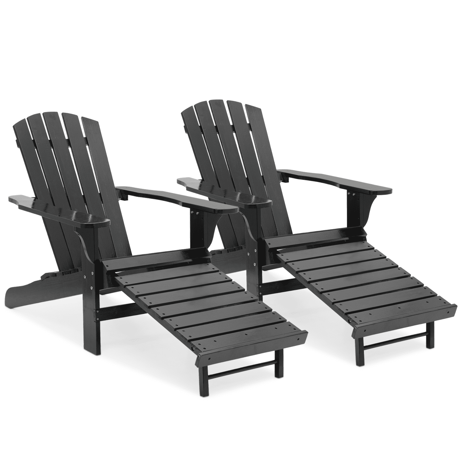 Magshion Set of 2 Adirondack Chair with Retractable Footrest, Wooden