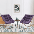 thumbnail image 1 of Magshion Set of 2 Faux Fur Saucer Chair, Folding Accent Chair, Square Moon Chair Seat with Metal Frame for Bedroom Dorm Living Room, Max 300lbs, Purple, 1 of 9