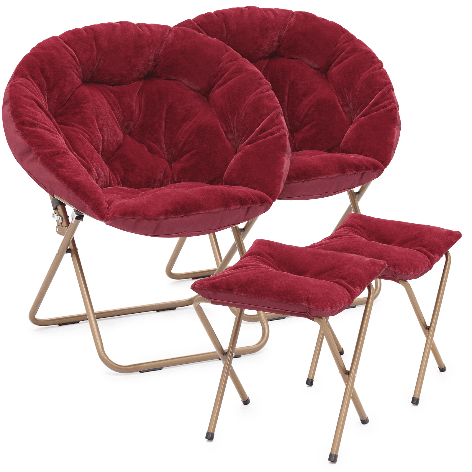 Magshion Set of 2 Folding Cozy Chair with Footrest Oversized Faux
