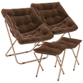 thumbnail image 1 of Magshion Set of 2 Saucer Chair and Folding Footrest Stool Set, Soft Faux Fur Oversized Accent Chair, Metal Frame Moon Chair for Bedroom Living Room, Brown, 1 of 11