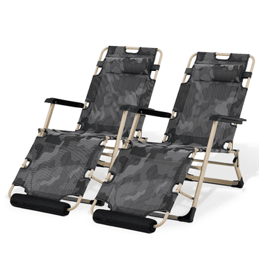 Magshion Set of 2 Zero Gravity Lounge Chair with Removable Adjustable Headrest and Foot Pads, Outdoor Foldable Recliner, Folding Reclining Lounger, Support 330lbs, Camouflage