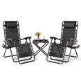 thumbnail image 1 of Magshion Folding Zero Gravity Chairs Set of 2, Outdoor Reclining Camping Chairs, Patio Lounge Recliners with Side Table & Cup Holder Tray, Black, 1 of 13