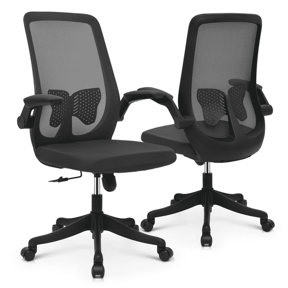 Magshion Set of 2 Adjustable Office Chair, Ergonomic Swivel Conference Seat with Armrest Lumbar Support for Office, Black
