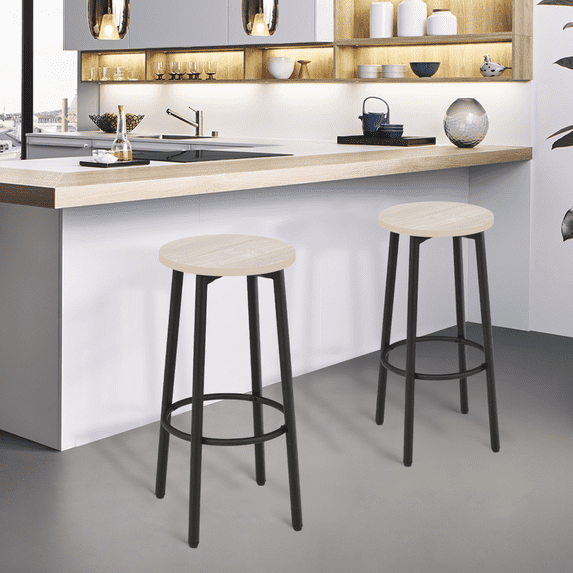 Magshion Set of 2 Counter Height Bar Stools, 25.5" Industrial Bar Stools with Steel Frame, Modern Breakfast Stools for Dining Room Kitchen Island