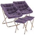 thumbnail image 1 of Magshion Set of 2 Cozy Chair with Ottoman, Modern Comfy Folding Lounge Saucer Chair Moon Chair with Footrest Footstool for Home Bedroom, Purple, 1 of 11