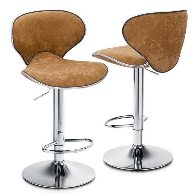 Magshion Set of 2 Modern Adjustable Height Lift Bar Stools wit Curved Seat, Swivel Barstools
