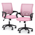 thumbnail image 1 of Magshion Set of 2 Office Chairs Mid Back Swivel Desk Chairs, Height Adjustable Ergonomic Mesh Computer Chairs with Armrest & Lumbar Support, Pink, 1 of 12