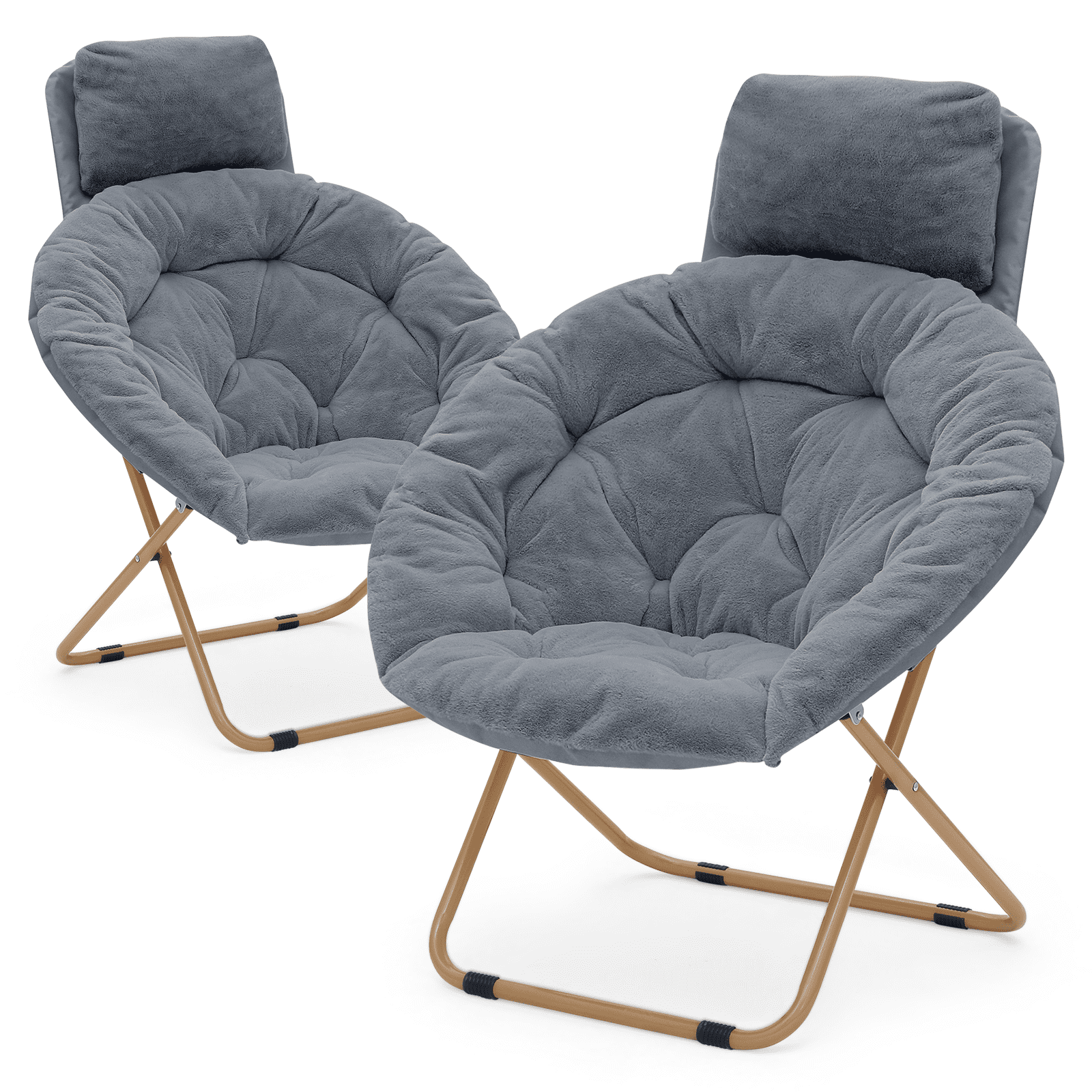 Magshion Adult Dorm Lounge Round Foldable Comfy Saucer Chairs, Set of 2 ...