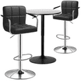 thumbnail image 1 of Magshion Set of 3 Bar Table and Chair Set, 23.5" Pub Table and Adjustable Bar Stools with Armrest for Dining Counter Pub, Black/Silver, 1 of 12