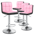 thumbnail image 1 of Magshion Set of 4 Adjustable Bar Stools with Square Stitch Backrest and Chrome Base Kitchen Counter Height Barstools, Pink/Black, 1 of 9