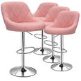 thumbnail image 1 of Magshion Set of 4 Bar Stools Bucket Seat, Adjustable Height Barstools Bar Chairs with Diamond Pattern Back and Chrome Base, Pink, 1 of 9