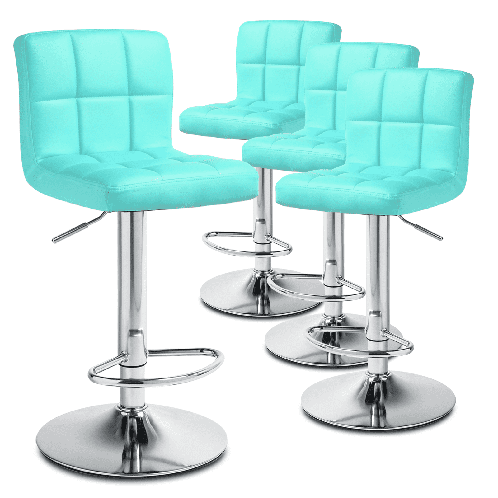 Magshion Set of 4 Faux Leather Adjustable Bar Stools with Square Back