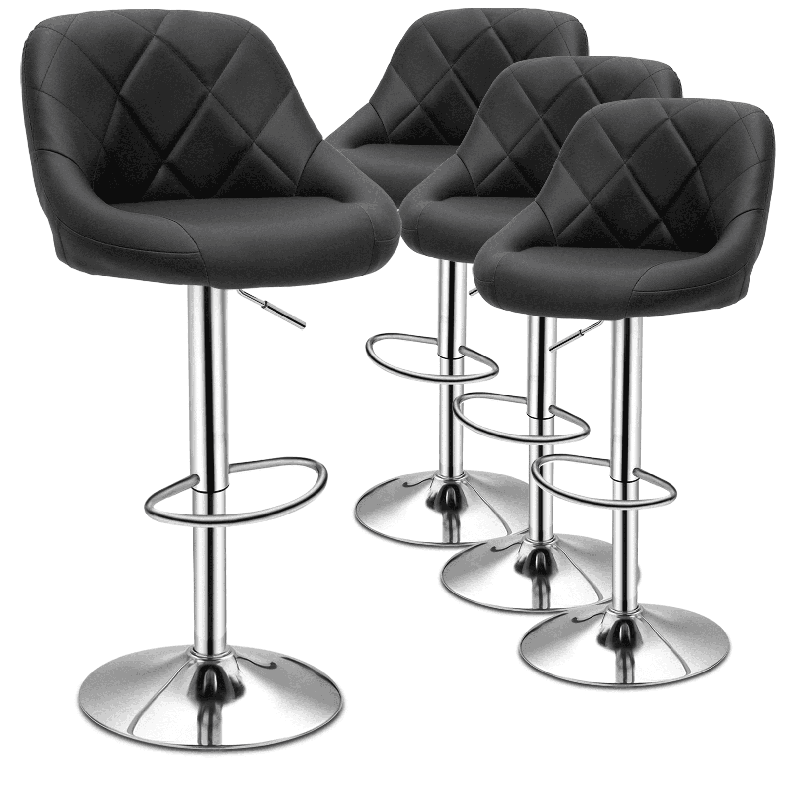 Magshion Set of 4 Faux Leather Bar Stools Height Adjustable 360 Degree Swivel Barstools with