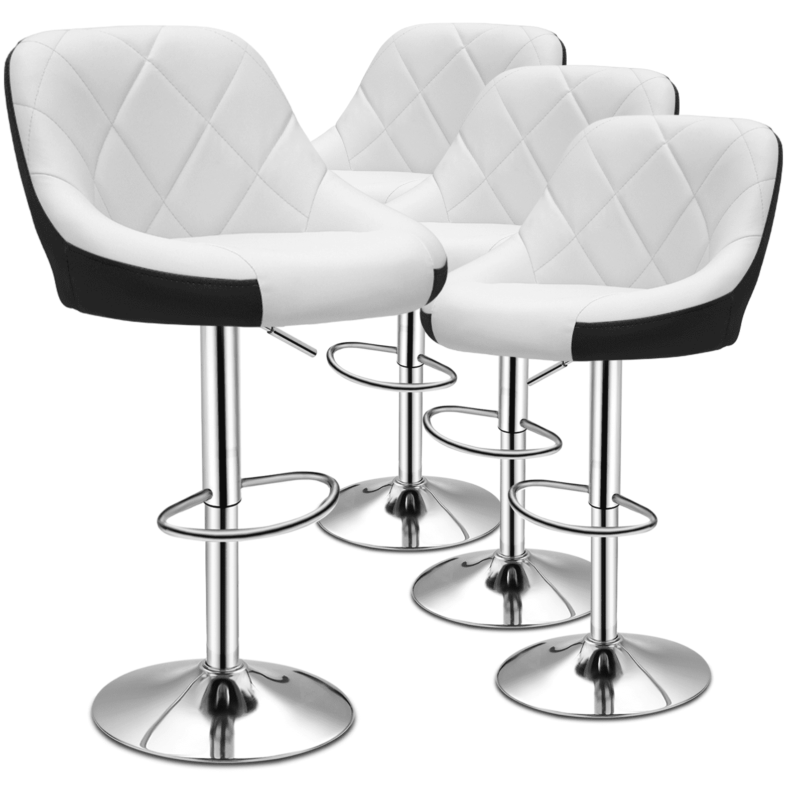 Magshion Set of 4 Faux Leather Swivel Bar Stools with Back and Footrest