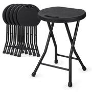 Magshion Set of 6 Portable Foldable Stools, Steel 18" Backless Round Chairs, for Home Garden, 230 lbs Capacity, Black