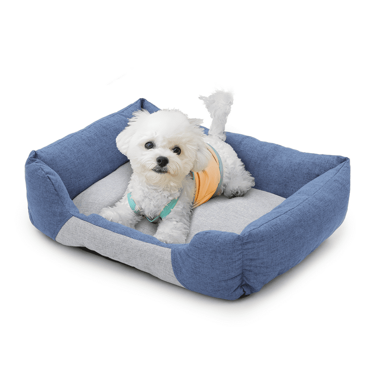 Magshion Small Medium Cuddler Dog Bed Rectangle Pet Bed for Small Medium Dogs Cats 27 inch Blue