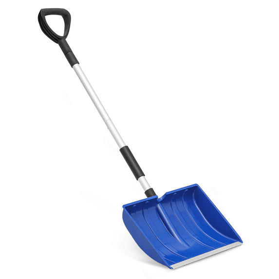 Magshion Snow Shovel, Portable Wide Snow Pusher with D-Grip Handle, 16 inch Aluminium Snow Removal Tool for Car Outdoor Camping Garden, Blue