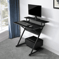 thumbnail image 1 of Magshion Standing Modern Computer Desk, Portable Laptop Table with Monitor Storage Shelf & Host Rack for Office, Black, 1 of 12