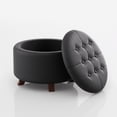 thumbnail image 1 of Magshion Storage Ottoman with Padded Seat, Modern PU Leather Footrest, Round Seat stool for Living Room Bedroom , Black, 1 of 8