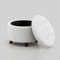 thumbnail image 1 of Magshion Storage Ottoman with Padded Seat, Modern PU Leather Footrest, Round Seat stool for Living Room Bedroom , White, 1 of 8