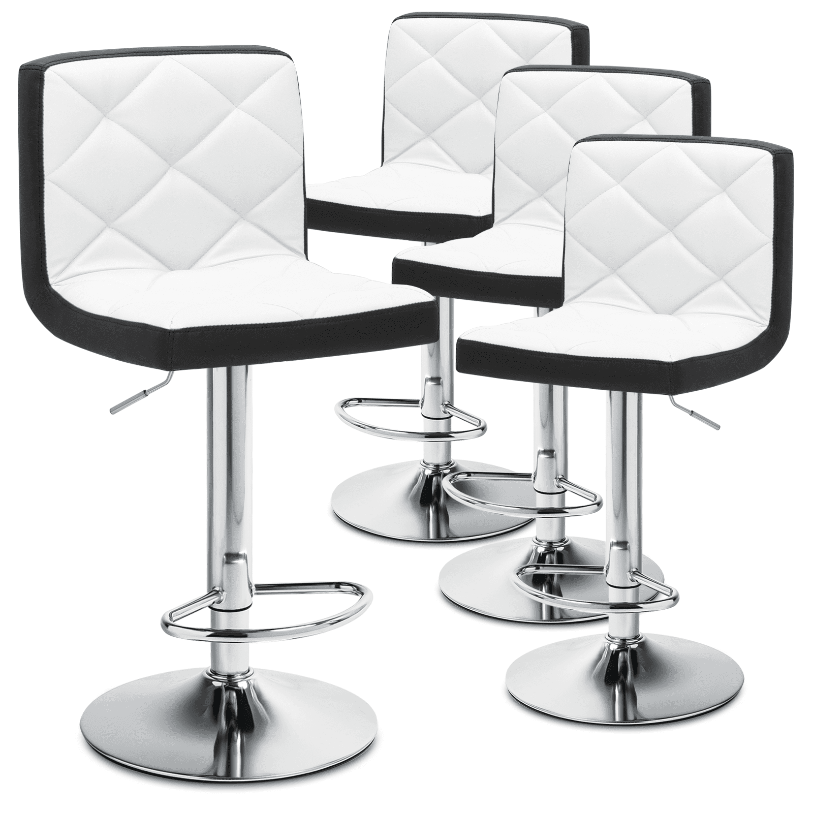 Set Of 3 Modern Bar Stools – 26 Inch Counter Height, Faux Leather, Heavy Duty Metal Frame