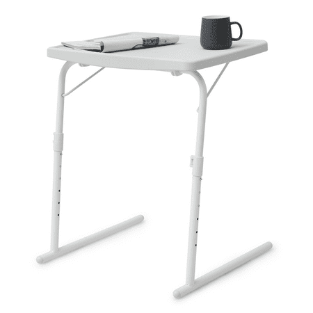 Magshion Tilting TV Tray Foldable Table, 22" Adjustable Height Desk for Eating Dinner Working on Bed & Sofa, White