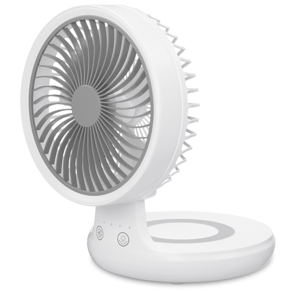 Magshion USB Desktop Fan, Rechargeable Foldable Wall Mounted Cooling Fan with LED Night Light, 4 Speed Adjustable Air Cooler Fan For Home Kitchen, White