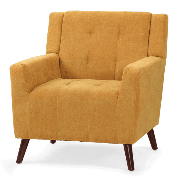 Magshion Upholstered Accent Chair, Modern Cotton-linen Single Sofa Armchair, for Living Room Office, Yellow