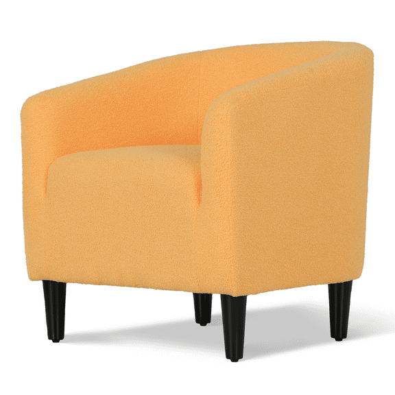 Magshion Upholstered Bucket Chair, Sherpa Fabric Accent Chair, Single Sofa Chair with Padded Armrest, for Living Room, Mustard Yellow
