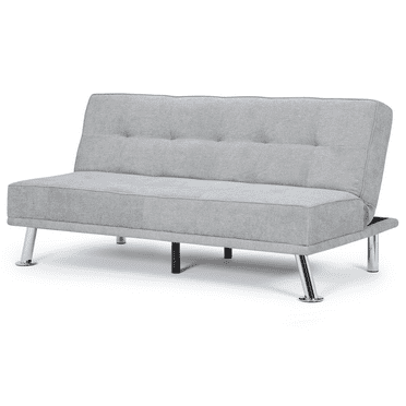 Magshion Upholstered Convertible Sofa Bed, Modern Cotton-linen Fabric Couch, Adjustable Futon Sleeper Sofa, for Living Room, Light Gray