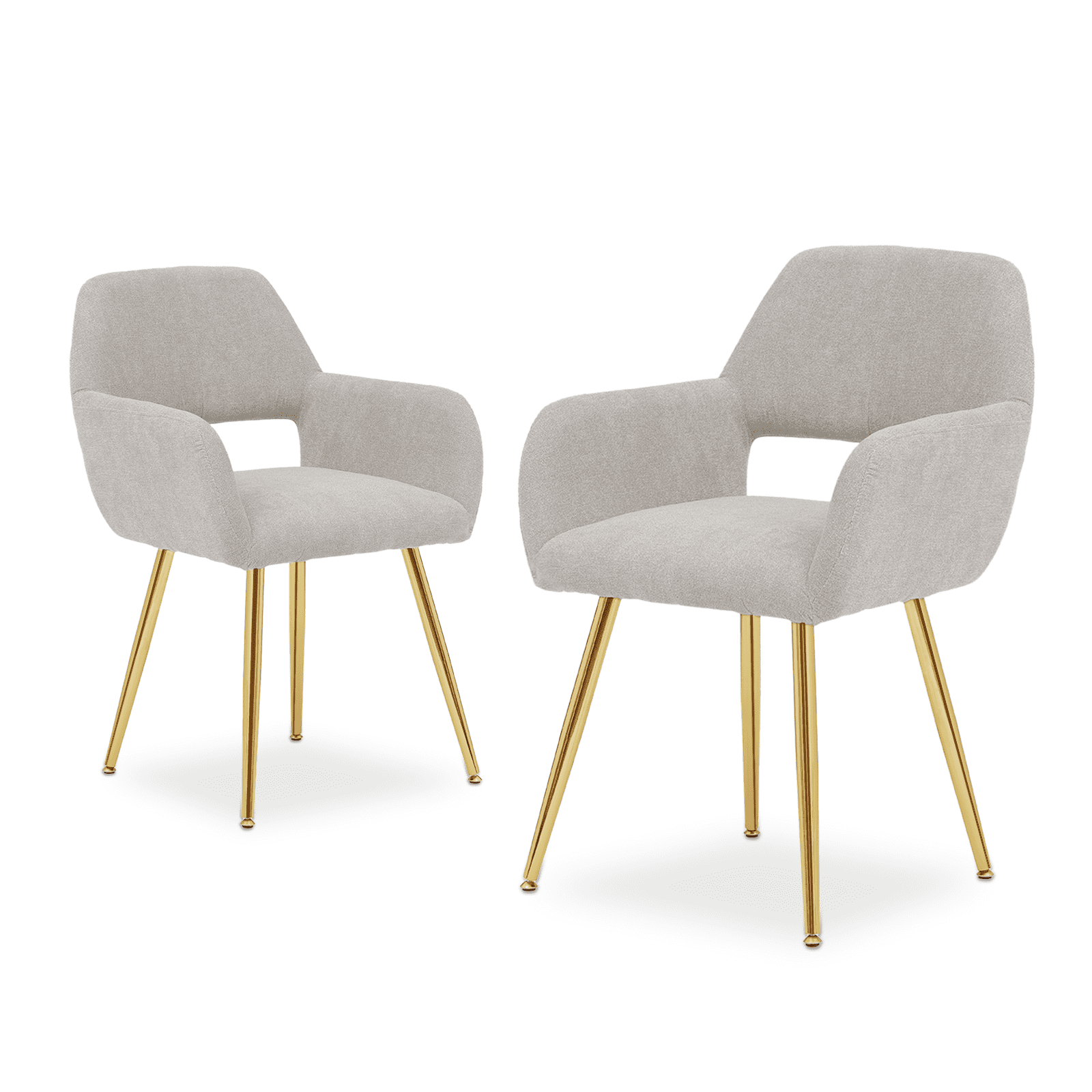 Magshion Upholstered Kitchen Dining Chairs Set of 2, Modern Fabric Small Accent Arm Chairs with Metal Legs, for Living Dining Room, Beige