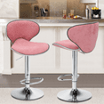 thumbnail image 1 of Magshion Velvet Adjustable Counter Height Bar Stools Set of 2, Swivel Kitchen Counter Island Dining Chairs with Curved Back, Pink, 1 of 11