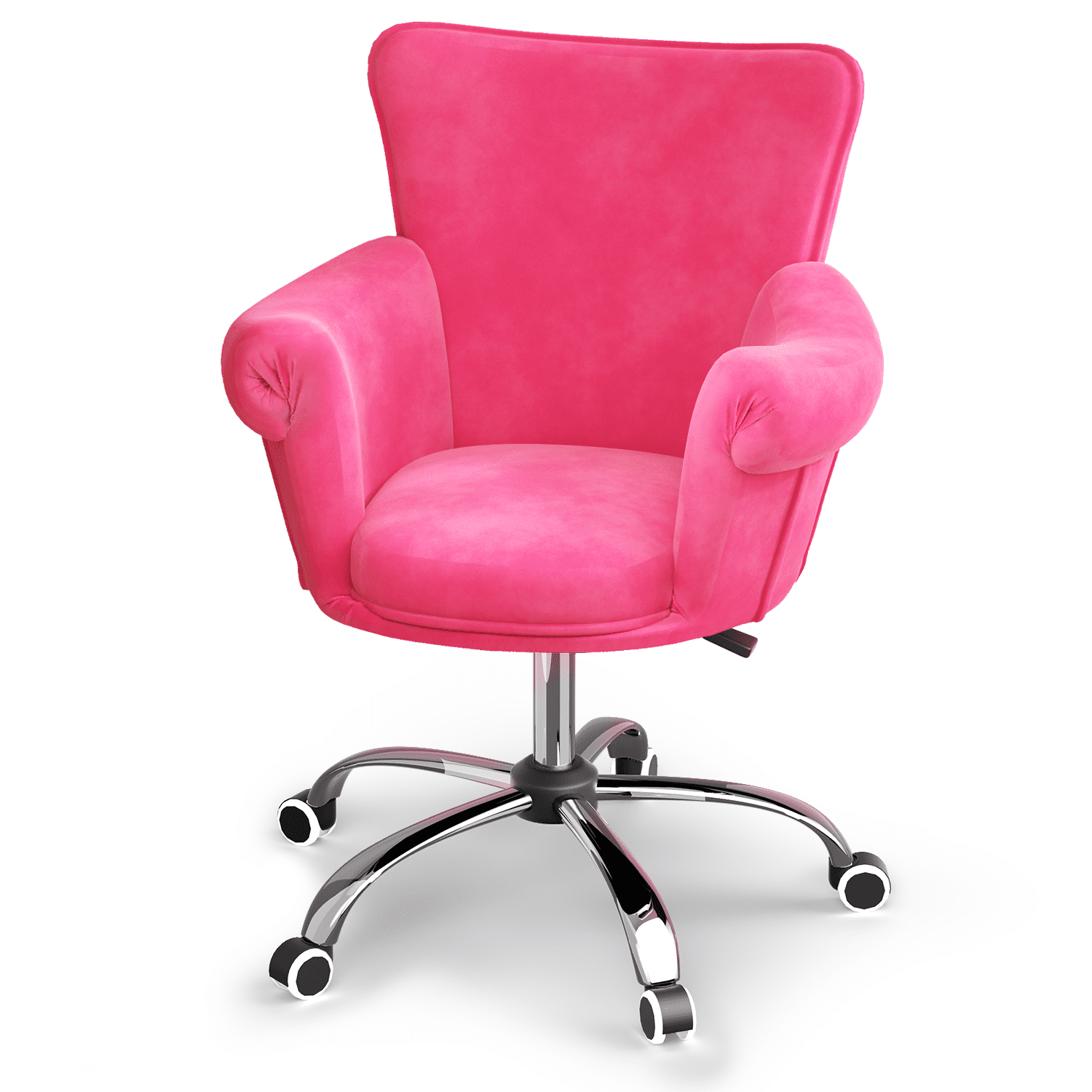 Magshion Velvet Desk Chair Height Adjustable Modern Office Chair Vanity Chair Upholstered Office Chair with Wheels for Living Room Bedroom Pink