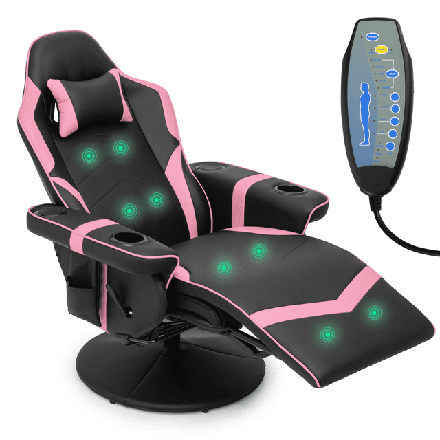 Magshion Gamer Chair with Massage, Bluetooth Speakers, USB Port, Adjustable Backrest and ...