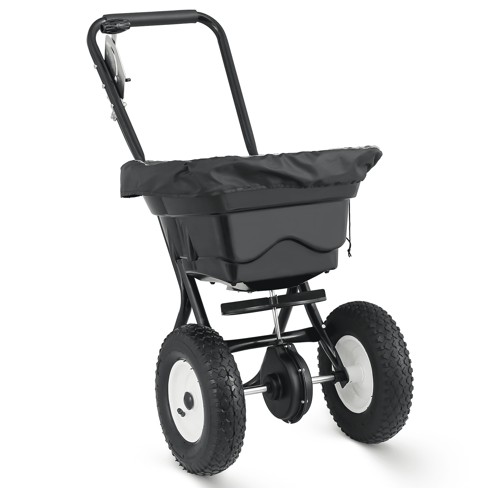 Magshion Walk-Behind Seed Spreader, Broadcast Spreader for Grass Seed, Spreading Fertilizer, Salt, Ice Melt, 80lb Capacity, Black