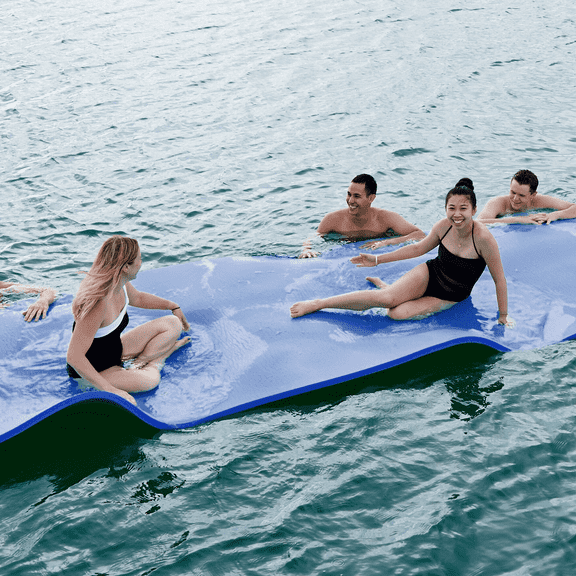 Magshion Water Floating Mat Foam Pad, 12x6FT Bouncy Tear-Resistant XPE Foam, Giant Lake Mat Lily Pad for Recreation Pool River Ocean Outdoor Water Activities, Blue