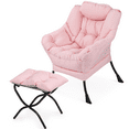 thumbnail image 1 of Magshion Water-resistant Cotton Lazy Chair, Modern Upholstered Single Sofa with Ottoman, Removable Cover Accent Lounge Chair for Living Room, Pink, 1 of 10