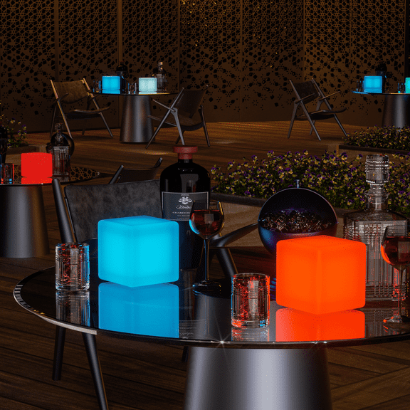 Magshion Waterproof Cordless LED Light-up Glow Cube, 6" RGB 16 Colors Cube Lights with Remote Control, Battery-Powered Night Lamp Lighting for Bedroom Tabletop