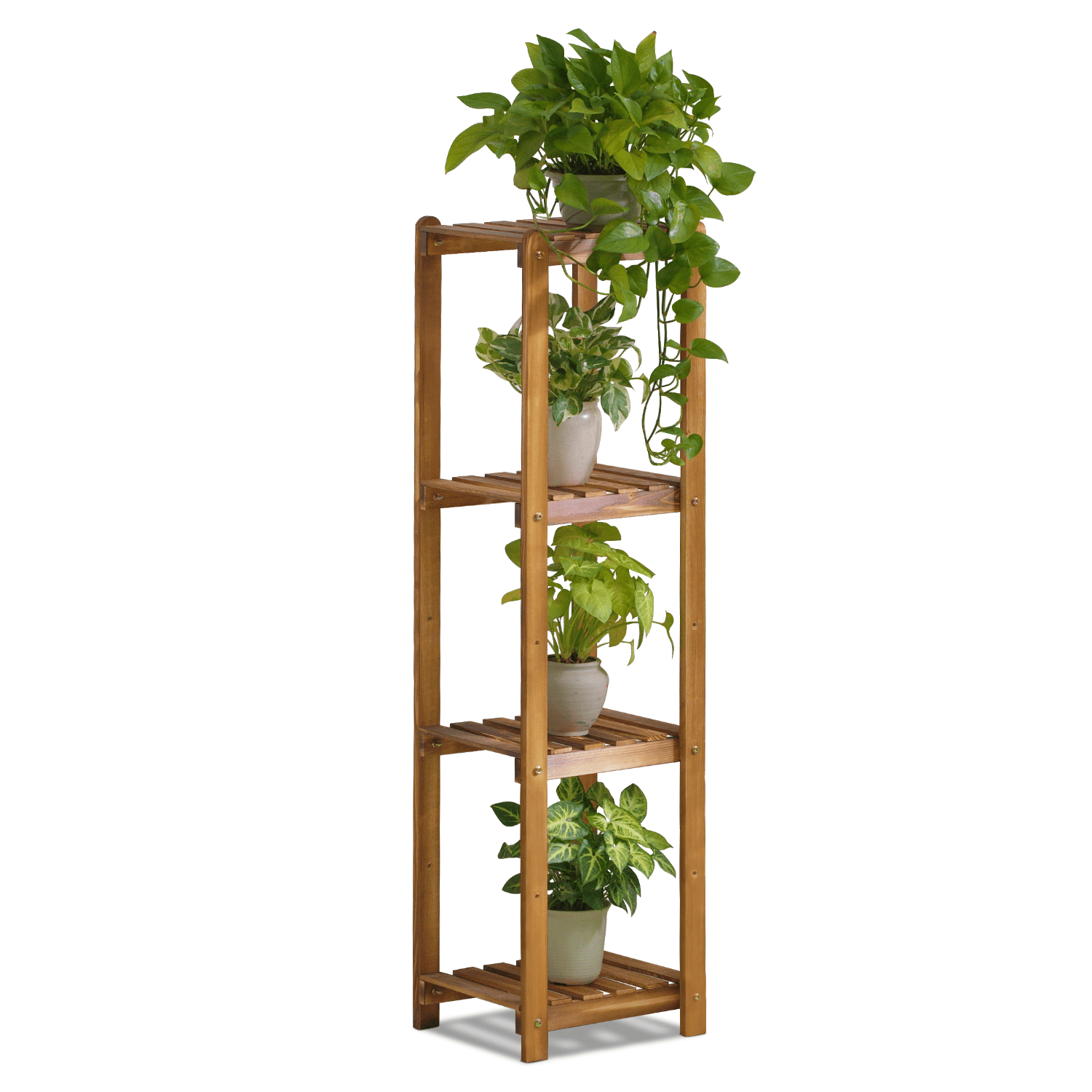 Magshion Wood 4 Tiers Plant Stand, Flower Storage Shelf, Organizer Rack