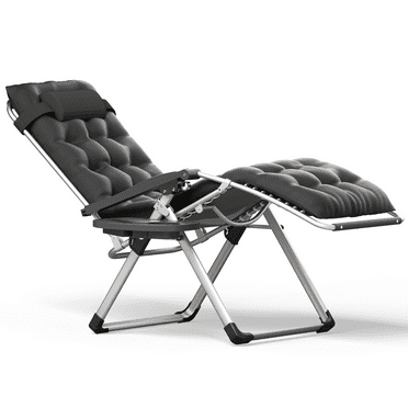 Magshion Zero Gravity Chair Outdoor Folding Recliner Lounge Chair, Portable Chaise with Detachable Soft Cushion, Cup Holder, Headrest, Black