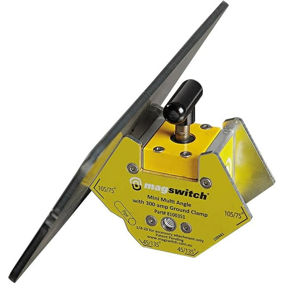 Magswitch Mini Multi Angle Welding Magnet - for Metal Fabrication Welding Accessories and Tools, with 300 Amp Grounding Clamp Holder and Magnet On/Off Capabilities, 150 lb Holding Force