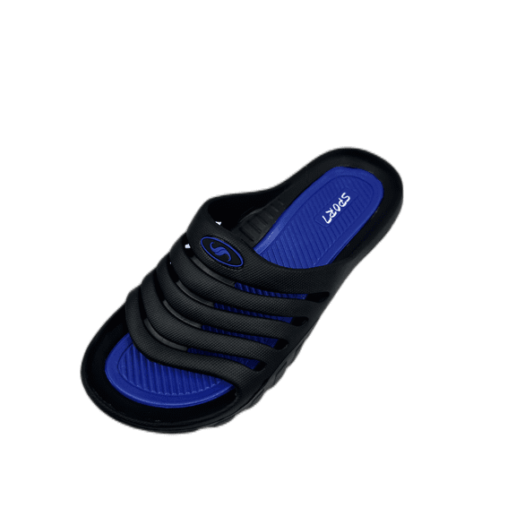 Magu Distributors Men's Shoes Waterproof Slide Sandals, Flat Heel, Black, Size 8