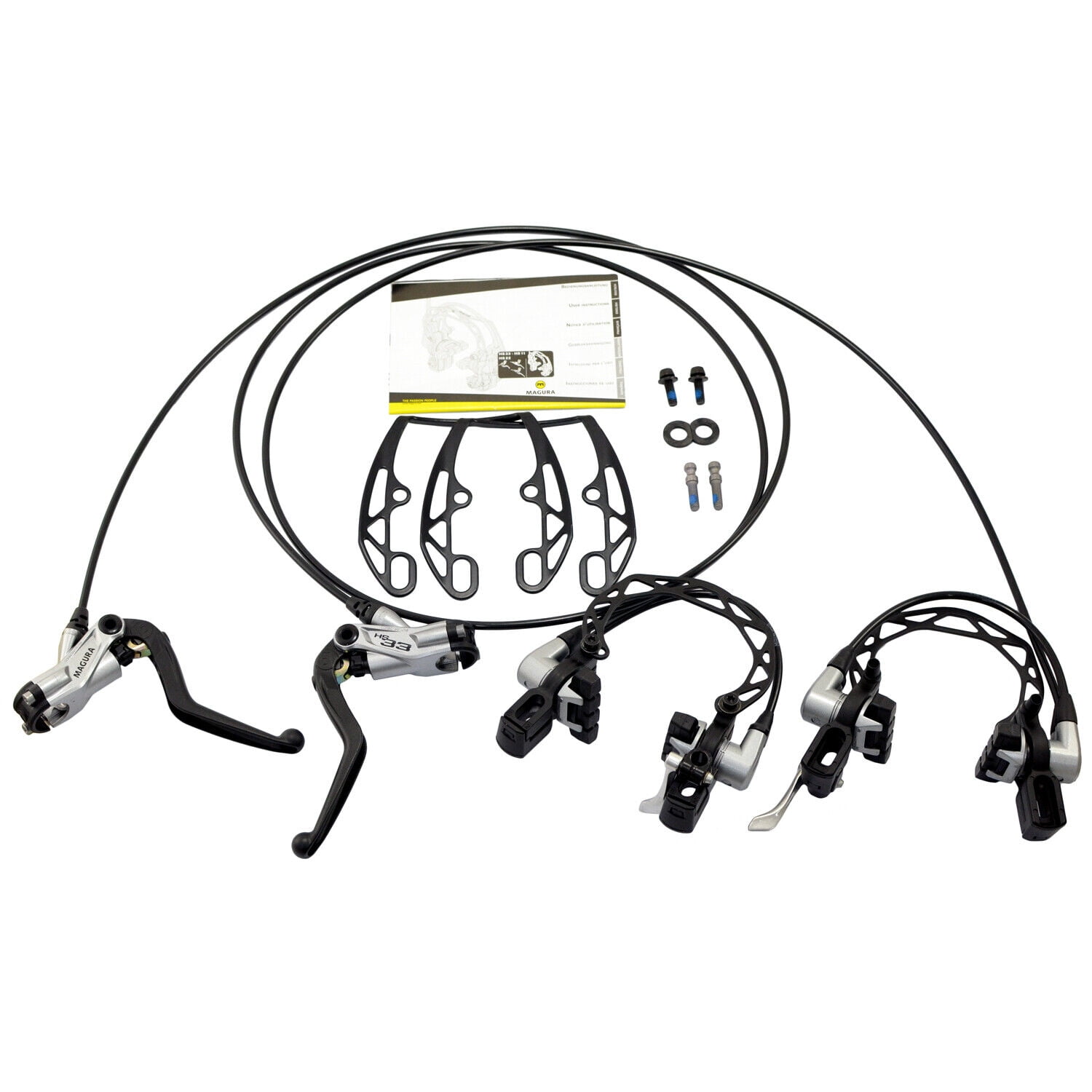 Magura HS33 R Hydraulic Rim Brakes 4-Finger Lever Brake Set (F-900mm+R Magura Hs33 R Brakes Magura HS33 R Hydraulic Rim Brakes - Bicycle