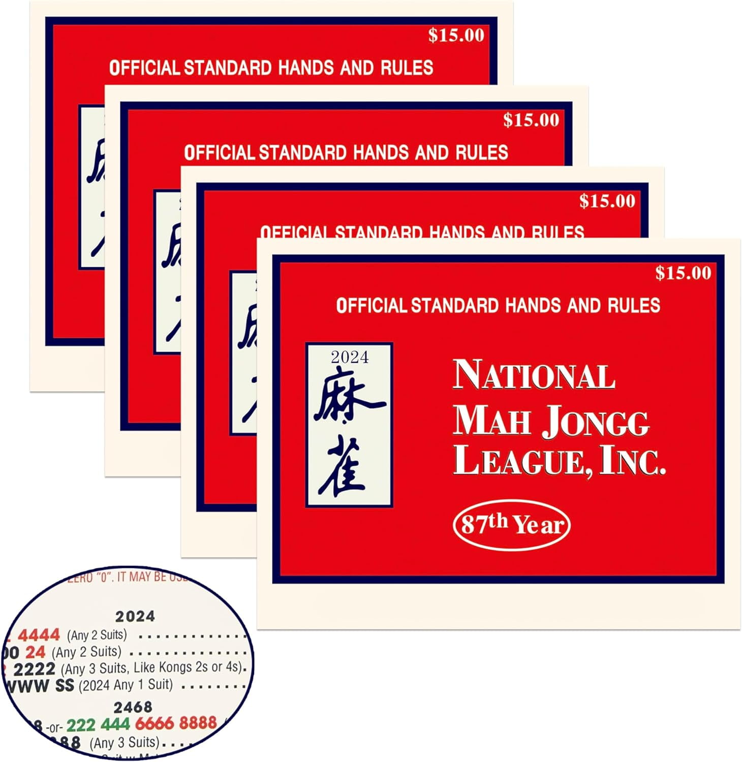 Mah Jongg 2024 Large Size Card Mah Jongg Cards Official Hands and