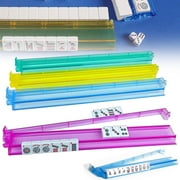 Mah Jongg All-in-One Tile Rack & Pusher, Mahjong Racks With Pushers, Clear Acrylic Mahjong Rack and Pusher Combo, Modern American Majiang Tile Racks Set of 4 Multi-Color, 4PCS