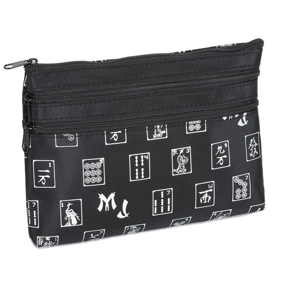 Mah Jongg Direct Black and Silver Pattern 3-Zipper Purse, holds 2023 card, easy to clean, designer style