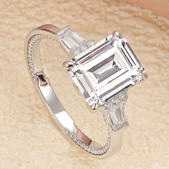 Mahablijewels 1.00 Ct Round Cut Cubic Zirconia Womens Wedding Ring 14k White Gold Finish 6