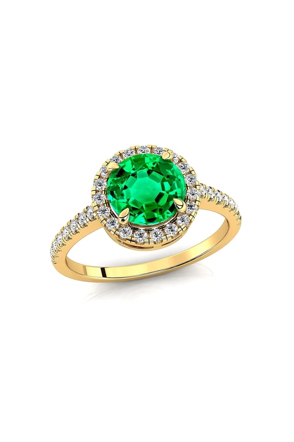 14k Yellow Gold Finish 2.80Ct Round Cut Green Emerald Womens Engagement Wedding Band Ring 9.5